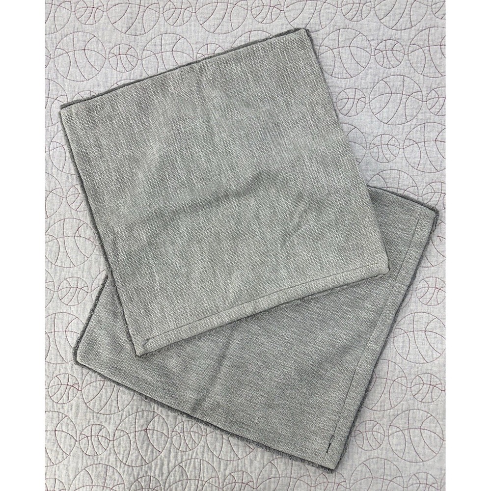Pottery Barn Willa Textured Fringe Pillow Cover Gray 22" (Set of 2)